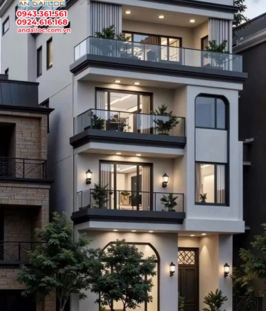 Mẫu nhà phố 4 tầng có sân thượng hiện đại
